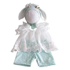 Infant Girls Costume Delicate Lace Dress Animal Ear Accent Hat Cotton Newborns Photography Pants for 01- Month