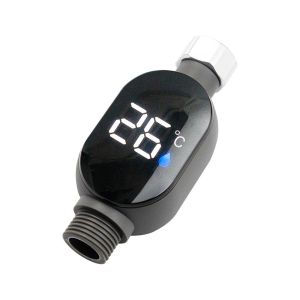 IDMU94789 Waterproof Faucet Water Temperature Gauge Accurate Led Display 0~99 Temperature Measurement Meter Enduring Black Smart Meter Household Bathroom