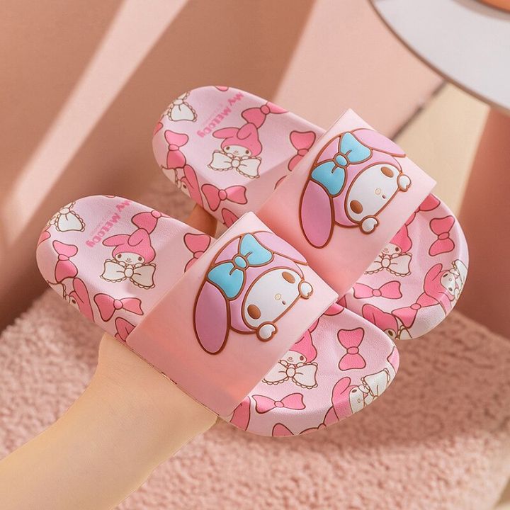 Sanrio Anime Kuromi Slippers My Melody Cinnamoroll Soft Kids Sandals  Bathroom Anti-Slip Shoes Summer Beach Parent-Child Shoes