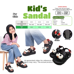 Kids Girls Sandals Cute Cartoon Eyes EVA Sandals Adjustable Strap Anti-Slip Lightweight Casual Shoes Size 30-35