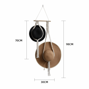 NAELIN Phong cách Bohemian Giá treo mũ Gắn tường Gỗ Giá để mũ  Đan thủ công Giá đỡ mũ Lưu Trữ Gia Đình