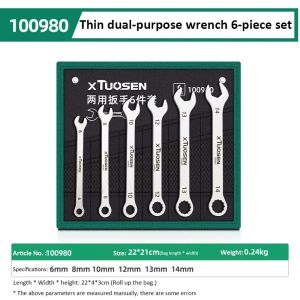 Ultra-thin Open End Wrench Set Ratchet Wrenches Universal Spanner Dual-purpose Wrench Kit for Bicycle Motorcycle Car Repair Tool