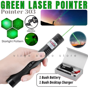 Laser Leser Hijau Green Laser Pointer Jarak Jauh 303 Baterai Charge Original | Green Laser Pointer 303 532nm Jarak Jauh Laser Presentasi Sinar Laser Hijau - Vas
