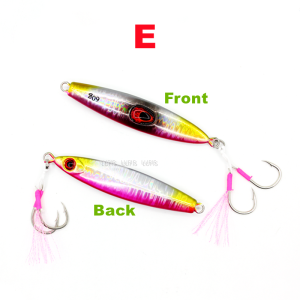 1Pcs 20g/30g/40g/60g/80g Double-sided 3D Eyes Jig Fishing Lure Bait+Double Fish Hook Slow Clamp