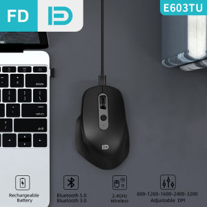 NEW FD E603tu Multi Device Rechargeable Wireless Mouse with Side Button 3200 DPI Precision Sensor Bluetooth+2.4Ghz Connection Hyper-efficient Scrolling Micro-USB Cable for Recharging
