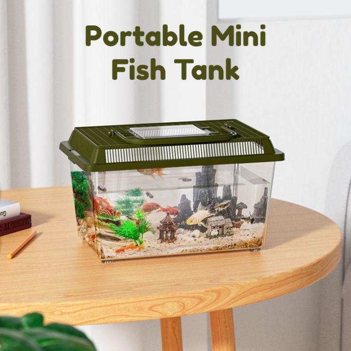 Plastic Betta Fish Tank Turtle Tank Outdoor Insect Container Mini Portable  Home Aquarium DIY Breeding Box High-Definition Transparent