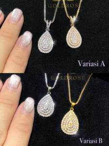 Kalung Titanium Wanita Dewasa Cantik SALAK Lapis Emas 18k ANTI KARAT perhiasan crystal swarovski liontin hadiah wanita