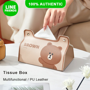 LINE FRIENDS CHOCO Tissue Box Cute Car Interior Decor Splash Proof Easy Refill Button Design LFB158