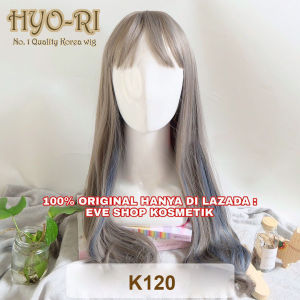 MERK HYO-RI - RAMBUT PALSU WIG KOREA CEWE CEWEK WANITA PONI DEPAN GRADASI OMBRE ABU ABU GREY BIRU BLUE PANJANG TEBAL KERITING KRITING OMBAK GELOMBANG GANTUNG CURLY WAVE KOREA HALUS LEMBUT NATURAL HAIRCLIP HAIR EXTENSION K120 C8225 4