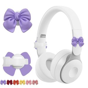 NEXTYOO 2PCS Silicone Đồ trang trí tai nghe Hình dạng cung 3D Phụ kiện tai nghe Sáng tạo Tự làm Phụ kiện trang trí tai nghe Các cô gái