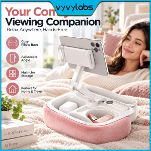 Vyvylabs Tablet Pillow Stand with Snack Tray with with Storage Space 360° Flexible Multi-Angle  Rotatable Clip Stand for 4.7-13" Phone Tablet Kindle 15" Laptop Pillow Lap Desk