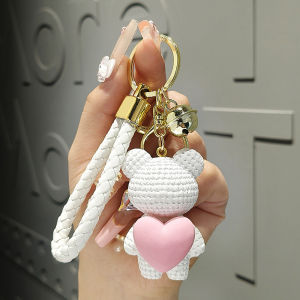 Lovely Runner couple keychain with bell pendant bear hug love decoration cute keychain gift