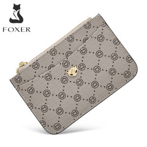 FOXER Women Card Holder PVC Leather Embossing Mini Wallet Stylish Lady Money Bag Coin Pocket Female Purse With pink gift box