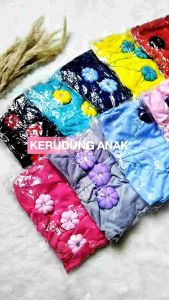 Kerudung Anak Jeblosan Gambar Bunga Hijab Instan Jilbab 3 4 5 6 Tahun
