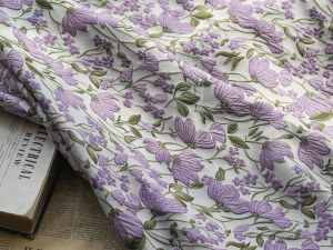 Yarn-dyed Vine Flower Jacquar Fabric Pastoral Style Textile DIY Womens Fashion Dress Per Meter