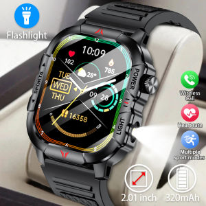 LIGE Original Smart Watch Men and Women Full Touch Screen Bluetooth Call and LED Flashlight IP68 Waterproof Sports Fitness Tracker jam tangan pintar lelaki