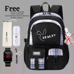PROMO !! COD Bayar di Tempat // Tas Ransel Sekolah Anak Perempuan SD SMP SMA Motif Beauty / Tas Sekolah Anak Paket Banyak Bonus / Backpack Anak Remaja Premium