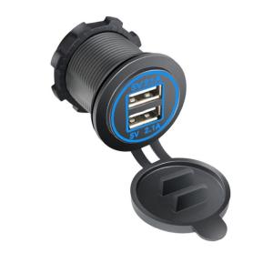 USB Port Outlet for Car Boats Marine 12-24V USB Power Outlet Double USB Outlet USB Charging Socket with Waterproof Caps