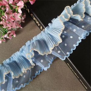 5210A Double Layer Lace Trim 5CM Clothing Sewing DIY Chiffon Lace Fabric Durable Doll Clothes DIY Pleated Mesh Lace Sewing Accessories