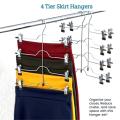 LIANG 4 Layers Clothes Pants Skirt Stainless Steel Storage Organizer Trousers Clip Hangers Holder Racks. 