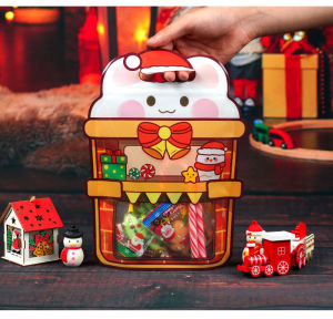 การ์ตูนกระต่ายหมีถุงซานตาคริสต์มาสปิดผนึกตัวเองถุงใส่เครื่องสำอางและขนมขบเคี้ยวลูกกวาดพลาสติกเกรดอาหารกระเป๋าถือใส่ของของขวัญเด็กปีใหม่