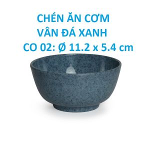 Chén ăn cơm nhựa melamine vân đá xanh CO 02: Ø 11.2 x 5.4 cm