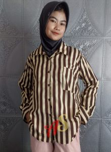 Kemeja Wanita Lengan Panjang Motif Salur Ld100