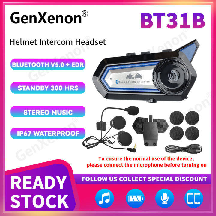 Genxenon BT31B Bluetooth V5.0 EDR Motorcycle Intercom Headset