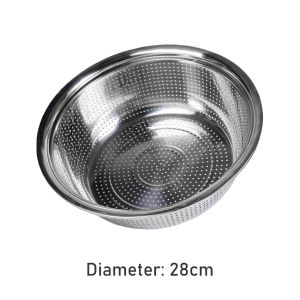 Baskom Bolong Lubang Stainless Steel Saringan Cuci Buah Sayur Rice Sieve Tirisan