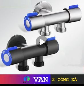 VAN NƯỚC CHIA ĐÔI 2 ĐƯỜNG INOX 304 MÀU ĐEN HOẶC TRẮNG. Model: KBC010 vặn mở riêng biêt 2 đầu. áp dụng đa dạng cho máy giặt Đường kính phi 21mm. The Aone