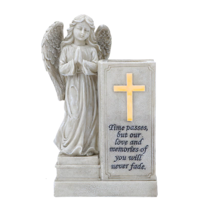 Angel Statue Garden Decors Fluorescent Angel Figurines Resin Praying Angel Garden Memorial Sculptures Angel Sculptures