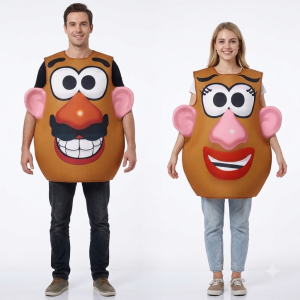 Funny Potato Head Couple Costume Halloween Mr and Mrs Matching Outfit Cartoon Vegetable Themed Cosplay Tunic Disguise Dress Up2026