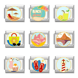 New Italian Charm Bracelet Food Beach Sea Travel Cartoon Cute Fashion Elegant K-Style Korean Western Style Charm Italian Links Fit 9mm Bracelet Making Diy Jewelry For Women Girls Couple BBF
