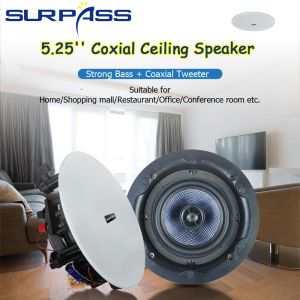 5.25 inch Ceiling Speaker Powerful 25W HiFi Stereo Loudspeaker PA System Public Address System Background Music Subwoofer Single piece