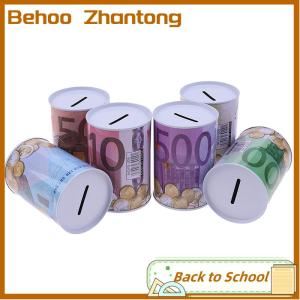 Behoo Euro Dollar Money Box Safe Cylinder Piggy Bank Banks For Coins Deposit Boxes