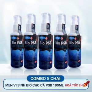Combo 5 Chai Men Vi Sinh PSB 100ml - Trong Nước Bổ Sung Vitamin & Ổn Định pH Hồ Cá Cảnh Thế Hệ Mới