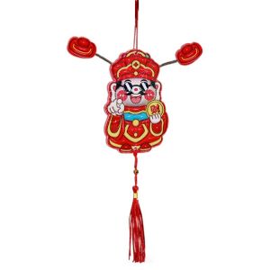 MICANGP 3D God of Wealth Fridge Stickers Chinese Style Cartoon Shaking Head God Pendant Festive Sticker Self-adhesive Spring Festival Door Decor