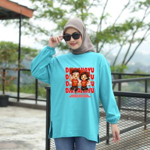 Forever Cloth kaos oversize wanita lengan panjang kerut Dirgahayu RI Katun Combed 24s