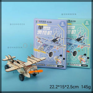 OHHDEER【Mainan Pesawat DIY Kayu】Single Helix Glider Motorized Wooden Propeller Plane Science Kit