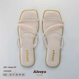 Sendal wanita Leeya02 by Aleeya sendal kekinian cewe sendal permata mewah sendal flat wanita terbaru