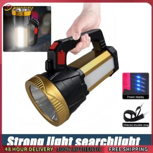 Winnereco Waterproof USB Rechargeable Spotlight 3-Modes Wtih Handle Portable Work Light Camping Searchlight for Emergency Hurricane Hiking