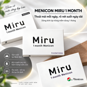 Kính Áp Tròng Cận Trong Suốt 1 Tháng Menicon Miru 1month