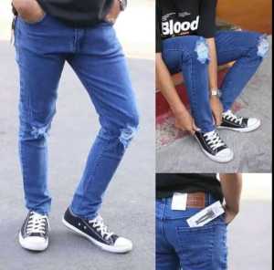 TERBARU / CELANA JEANS PRIA SOBEK LUTUT ABU- ABU KEREN /CELANA JEANS PRIA PROMO / CELANA JEANS RIPPED PENSIL SOBEK COWOK COWOK KEREN MELAR NGARET  KOREAN STYLE  26-38