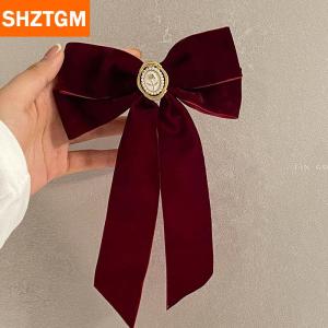 [COD] SHZTGM ปิ่นปักผมรูปโบว์กำมะหยี่สีดำใหม่กิ๊บหนีบผมทรงดอกกุหลาบทำจากผ้าผสมสุดหรูสำหรับผู้หญิงกิ๊บติดผมหางม้าแฟชั่นเครื่องประดับผม