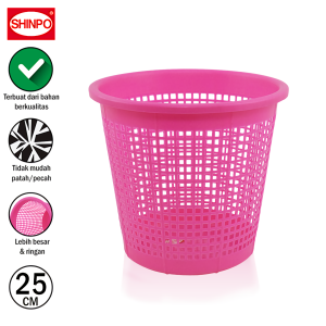 SHINPO Tempat Sampah Rumah Diameter 25 CM Plastik Trash Can Perlengkapan Rumah SPO-SIP-830S Varian Warna