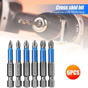 YANGS 6pcs Anti Slip Cross Head Bit Single Head ic Phillips Screwdriver Bits 50mm S2 Steel Drill Bit Screw