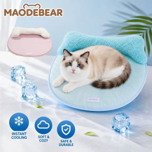 MAODEBEAR Pet Cooling Mat Detachable U Pillow Anti Slip Washable Kucing Anjing Sofa Travel Rest Cushion