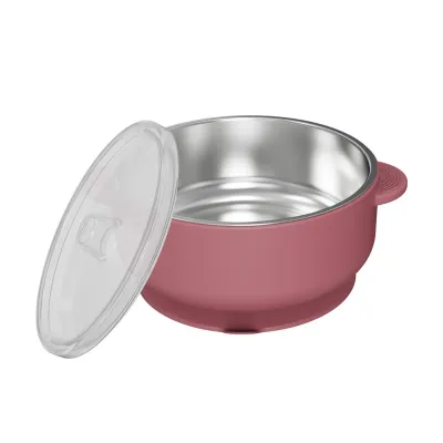 304Stainless Steel Kids Insulated Bowl Set-BPA Free Anti-Scald Suction Base Bowl with Utensils forBaby Led Weaning Plate
