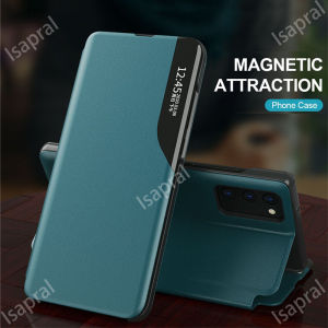 Flip Leather Case for Samsung Galaxy S24 S23 S22 S21 Plus Ultra S24+ S23+ S22+ S21+ 5G Magnetic Adsorption Smart View Window Convertible Phone Holder Protective Cover