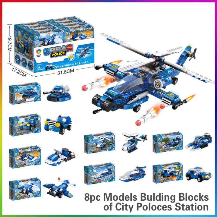 8 in1 Military City Police Station Model Building Blocks Car ...